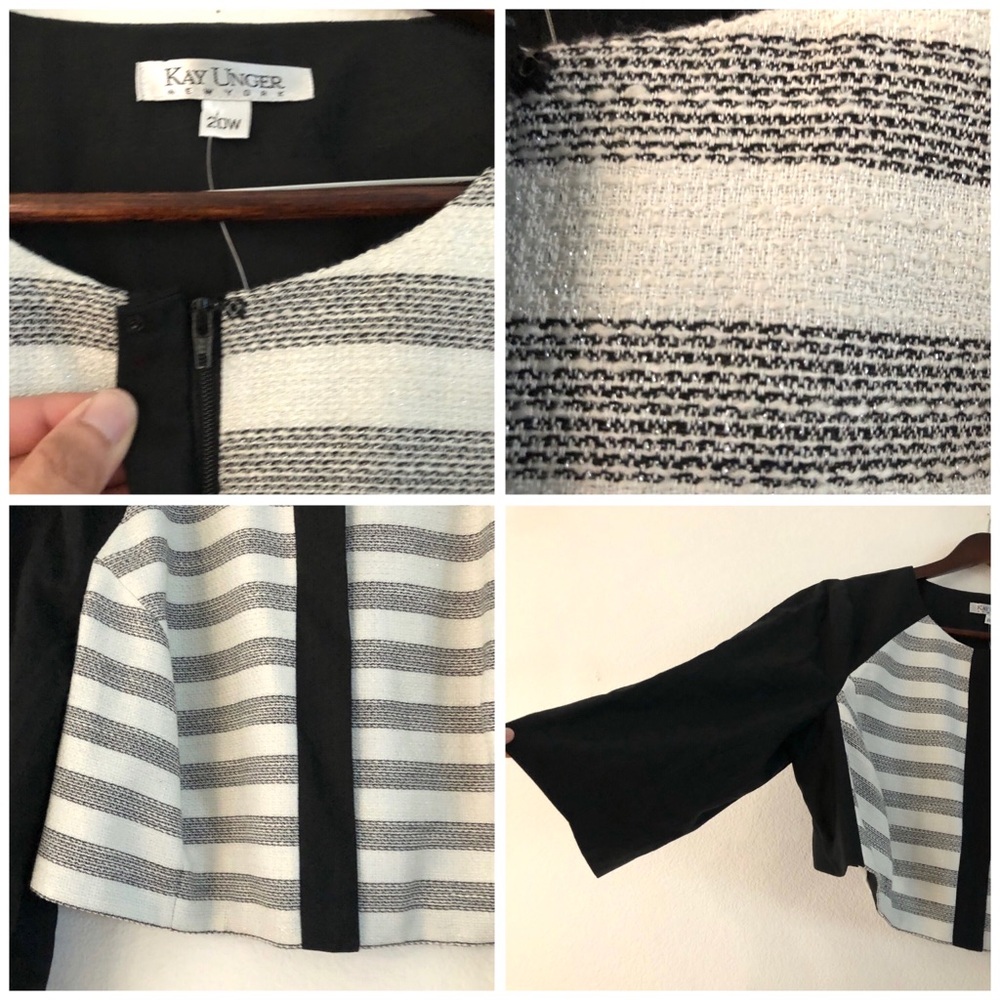 NEW Kay Unger New York Linen Blend Striped Blazer - Picture 7 of 8